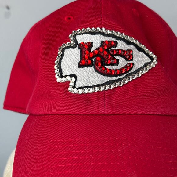 NFL Kansas City Chiefs Football 47 Brand Bling Crystal Rhinestone Hat Cap Adjust - Picture 3 of 10